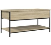 vidaXL Mesa de centro madera ingeniería metal 100x50x50 cm Negro, Roble Sonoma, Roble ahumado Mesita de Salón o Comedor o Auxiliar Mesa de Café Meuble Salón