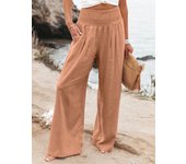 Spring and summer new women's casual pants solid color comfortable mid waist pants for women