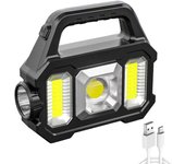 LED recargable interior con USB de 2500 mAh y Interior de carga solar, resistente a Agua, Luz de Búsqueda al Aire Libre