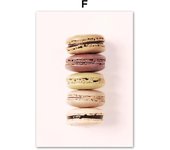 Coffee Bean Macaron Cake Croissant Wall Art Canvas Painting, Nordic Posters & Prints, Ideal Wall Pictures for Kitchen