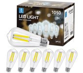 Aigostar Bombilla LED E27 con Filamento,Luz Fria 6500K,8W(Equivalente a 75W),1050 Lúmenes,No Regulable,Bombillas Decorativas,Pack De 6 Uds