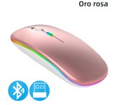 Ratón Inalámbrico Bluetooth Compatible 2,4 GHz 1600DPI Recargable Con Luz RGB Portátil Para PC Portátil Macbook Juego