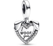 Charm Pandora colgante Doble Corazón y perro 792647C01