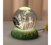 Lámpara de noche con forma de bola de cristal con forma de flor, de 2,4 pulgadas, con base que brilla en el crepúsculo, regalo creativo de cumpleaños con forma de bola de cristal para hombres, mujeres, niños, niñas y adolescentes (lirio de los valles