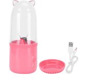 Licuadora portátil pequeña de 500 ml, exprimidor de frutas eléctrico recargable por USB, taza mezcladora de 4 cuchillas, actualización rosa