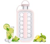 Foldable Ice Cube Molds with Lid,2-in-1 Ice Box, Ice Ball Maker, Ice Cube Making Bottle,14-Ice Balls, for Outing Camping Hiking