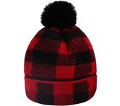 Gorros navideños tejidos a cuadros rojos Gorros de invierno a juego para mamá y yo Gorros cálidos para bebés Gorros navideños a juego para madres e hijos,Gorro de Algodón Bebé