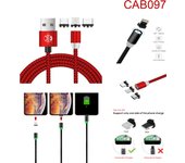 FGNS. Cable de carga magnético de 1 m con trenzado de nailon, Cable de carga para Lightning, Micro, Tipo C 3 en 1 Cables de Datos 1m. 360º Auto-conexión Carga rápida,  cable magnético USB para Android, micro USB, tipo C, smartphone,