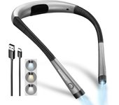Glocusent Book Light, 3-Color&6-Brightness Reading Light, Bendable Neck Light,Rechargeable Perfect Book Light for Reading in Bed