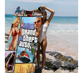 GTA 5 Grand Theft Auto Anime Beach Swimming Towel Soft Absorbent Washcloth Children's Gifts for Kids Travel Camping Gym