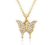 Nuevo Maple inoxidable Corazón Geométrico Mariposa Collar de Las Señoritas Chapado en oro