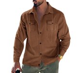 Chaqueta de pana con bolsillo americano para hombre, nueva chaqueta de solapa a rayas holgada de manga larga, de otoño e invierno