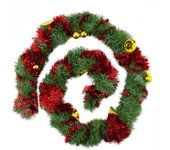 Mediawavestore Guirnalda Trenzada de Navidad 280cm con Campanas y Adornos Rojos y Dorados