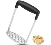 Machacador de papas de acero inoxidable resistente y suave con mango antideslizante. Machacador de papas suave para puré de papas.