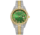 Hip Hop Watch for Men Iced Out Bling Full Diamond Luxury Quartz Watch Analog Roman Calendar Watch for Men Women