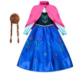 Girls Anna Princess Cosplay Coronation Dress Cloak Cartoon Outfit Girl Halloween Disguise Costume Birthday Party Fancy Gown