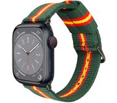 Correa de Nylon para Apple Watch 49mm 46mm 45mm 44mm 42mm 41mm 40mm 38mm iWatch Series 10 9 8 7 6 5 4 3 2 1 SE Ultra 2 Colores Bandera de España Verde Greenline para Reloj Apple