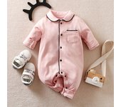Comfortable And Soft Cotton Newborn Baby Rompers Full Sleeve Infant Boy Girl Solid Color Jumpsuit Basic Clothing Pajamas Outfits