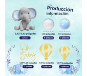 21PCS Elephant Cake Decoration with Mini Elephant Baby Cake Topper Blue White Pearl Balls Hot Air Balloon for Baby Shower