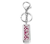 Rectangle Stainless Steel Aromatherapy Diffuser Keychain Jewelry Tree of Life Perfume Essential Oil Locket Pendant Accessories