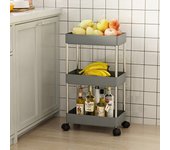 Kitchen storage rack cart sorting cart with wheels Kitchen furniture cabinet mobile plastic storage rack white or gray