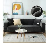 Velvet Fabric Sofa Covers for Living Room Grey Color  Stretch Solid Color Couch Covers Set Armchair Cover Cushion Cover 1PC