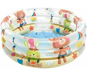Piscina hinchable 3 aros Animales con suelo hinchable (Capacidad 28 litros)(1-3 años) 61x22 cm (Intex 57106)