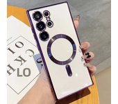 Luxury For Magsafe Magnetic Cases For Samsung Galaxy S22 S23 S24 Ultra Plus Plating Wireless Charging Case Silicone Phone Cover