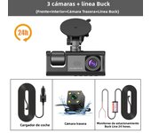 3 Channel Dash Cam Video Recorder Three Lens Car Camera with Rear View DVR 24H Parking Monitor Black Box
