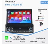 Carplay 1 Din 7'' Universal Car bluetooth radio Wireless Android Auto Retractable MP5 HD Stereo multimedia Player FM USB AUX CAM