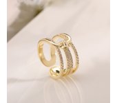 Light Luxury Niche Design High-end Cool Style Copper Zircon Gold-plated Ring Simple Adjustable Ring Ring For Women
