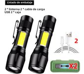 Mini LED Flashlight COB+XPE Portable Torch USB Charging Camping Lantern Zoomable Focus Light Tactical Flashlight with Pen Clip