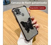 Luxury Glitter Butterfly Holder Phone Case for Oppo A60 A18 A38 A55 A56 A57 A77 A36 A35 A32 5G TPU Plating Protector Back Cover