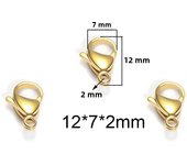 25Pcs Stainless Steel Gold Black Lobster Clasps Jewelry Findings DIY Necklace Bracelet Making Accessories 9/10/11/12/13/15MM