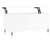 vidaXL Mesa de centro madera contrachapada 90x44,5x45 cm Blanco, Negro, Blanco brillante Mesita de Salón o Comedor o Auxiliar Mesa de Café Meuble Salón