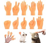10 piezas de mini Manos de Dedo, Manos pequeñas marionetas de Dedo en Miniature, accesorios de Dedo Rock-Paper-Scissors juegos para Gato Perro mascotas Playtime