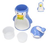 Máquina para hacer hielo raspado ABS con forma de pingüino, color azul, portátil, manual, para el hogar, con recipiente, accesorios de cocina