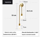 LED Wall Lamp Nordic Style Iron Long Tube Acrylic Gold Bedside Kitchen Gate Bathroom Lounge Bedroom Background Aisle G4 2 Heads