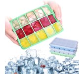 Bandejas para cubitos de hielo (paquete de 3, 15 cubitos), bandejas de silicona para hielo con tapa de silicona resistente a derrames, moldes para cubitos de hielo fáciles de liberar, duraderos y aptos para lavavajillas, bandejas de hielo reutilizables pa