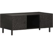 vidaXL Mesa de centro de madera maciza mango 100x54x40 cm Negro, Natural, Mesita de Salón o Comedor o Auxiliar Mesa de Café Meuble Salón
