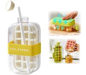 Cubitera 2 en 1, bandeja de hielo prensada con forma de tetera: fácil de abrir y gran capacidad, sellado sin contacto con tapa, liberación de hielo sin esfuerzo, ideal para café, jugos y otras bebidas (blanco, 500 ml)