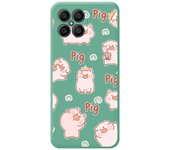 Funda Silicona Líquida Verde para Huawei Honor X8 diseño Cerdos Dibujos