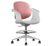 Cromad top work silla/taburete de oficina ergonomica - altura regulable hasta 0.78m - respaldo inclinable - anillo galvanizado reposapies - tela de alta calidad - color rosa/blanco