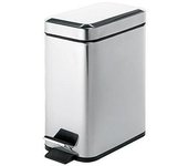 GEDY 29091300000 ARGENTA Papelera rectangular 5 litros con pedal Cromo Brillo