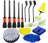 26/Pcs Detail Brush Drill Brushes Set For Car Wheel Rim Clean Detailing Brush For Car Air Vent Carpet Brushes Car Cleaning Tools