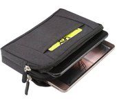 DFV mobile - Funda Cinturon Horizontal Multiusos con 2 Compartimentos de Cremallera para AGM A10 (2020) - Negra (17x10cm)
