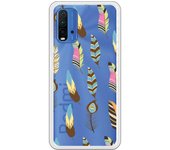 Funda compatible con Xiaomi Redmi 9T/Pocophone M3 - Plumas Colores