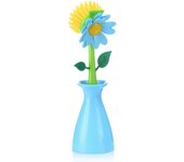 Juego de cepillos universales Creative Sunflower: cepillo de limpieza de cocina con mango largo y base: mantiene las ollas y sartenes limpias en buen estado, color azul