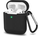 Estuche para AirPods con llavero de bloqueo seguro, compatible con el segundo y el primer estuche de carga de los AirPods de Apple - Negro