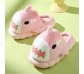 Pantuflas de algodón de tiburón de suela gruesa de invierno para mujer, pantuflas de algodón para padres e hijos, pantuflas de algodón cálidas de felpa antideslizantes para interiores para el hogar